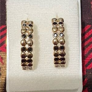 Chic Gold and Black Hoop Earrings